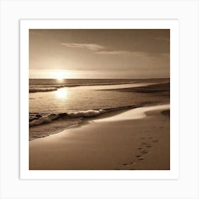 Sunset beach sepia Art Print