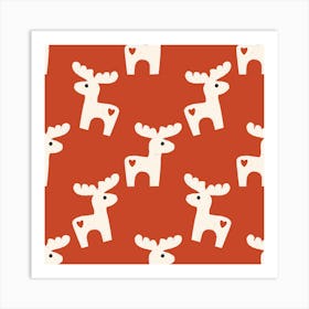 Dala Horse Minimal Retro Bold Red Art Print