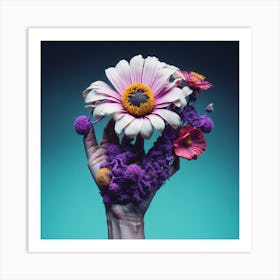 Flowers In A Hand Art Print