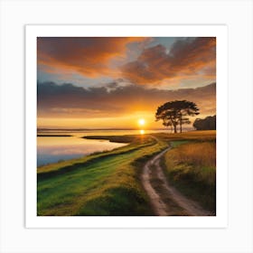 Sunset At The Beach Art Print