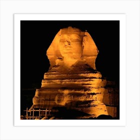 Giza Pyramid At Night Art Print