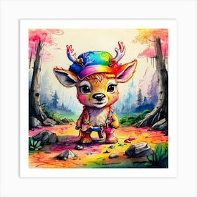 Deer In The Woods 98 Art Print