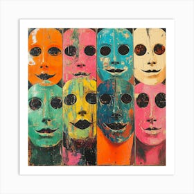 Masks Scary Colorful Faces Art Print