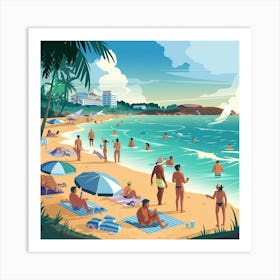 Illustration Of A Beach Scene Art Print