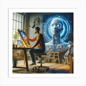 Man Working On A Painting Art Print