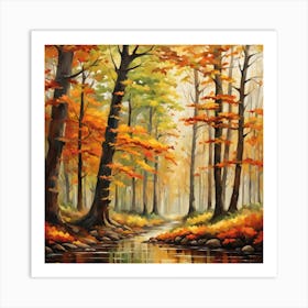 Forest In Autumn In Minimalist Style Square Composition 212 Art Print