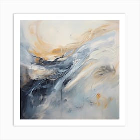 Serene Strokes: Abstract Landscape in Blue and Grey Tints Art Print