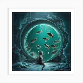 Cat In The Aquarium Art Print