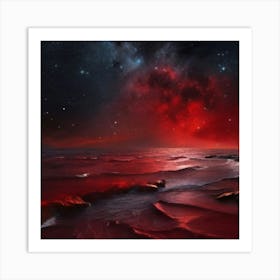 Red Starry Night Art Print