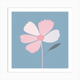 A White And Pink Flower In Minimalist Style Square Composition 677 Art Print