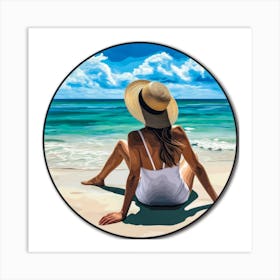 Woman Enjoying The Sun At The Beach 17 Art Print