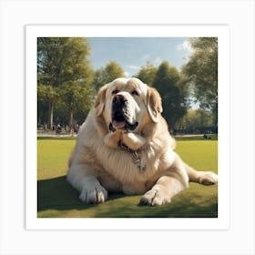 Large Dog In Park Art Print