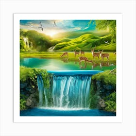 Waterfall In The Forest Art Print