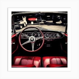 Lifestyle Detail Style Restored Automobile Red Shiny Part Vintage Antique Roadster Inside (6) Art Print