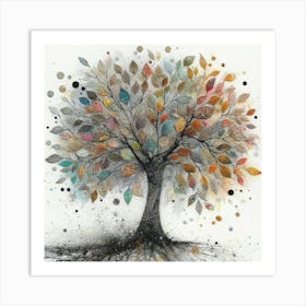 Whispering Hues: The Symphony of a Soulful Tree 1 Art Print