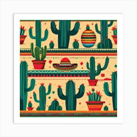 Mexican Cactus Pattern 9 Art Print