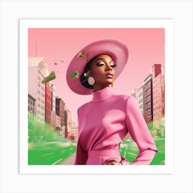 Woman In A Pink Hat 3 Art Print