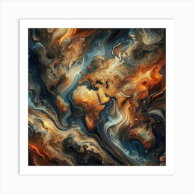 Abstract World Map 9 Art Print