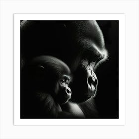 Black And White Gorillas 1 Art Print