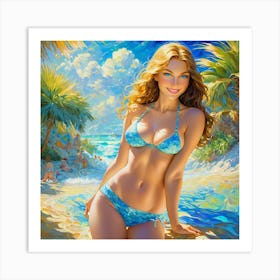 Girl On The Beachguuj Art Print