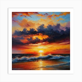 Sunset On The Beach 129 Art Print