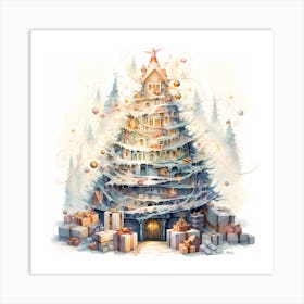 Rustic Aqua Tannenbaum Art Print