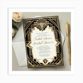 Deco Bridal Shower Invitation Art Print