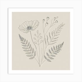 Poppy And Ferns Art Print