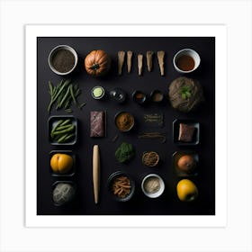 Barbecue Props Knolling Layout (18) Art Print
