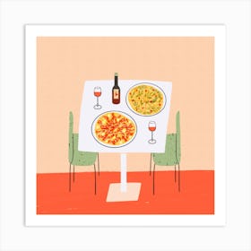 Pizza For Two Square Art Print