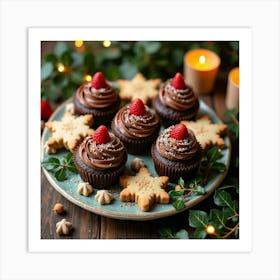 Flux Dev A Vibrant And Inviting Christmas Dessert Arrangement 2 Art Print