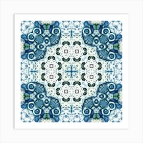 Blue Abstraction Watercolor Pattern 1 Art Print