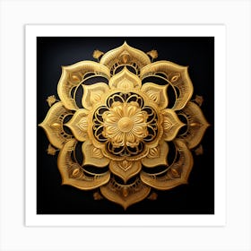 Golden Lotus Flower Art Print