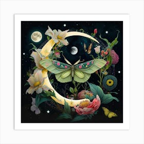 Moth On The Moon Art Print