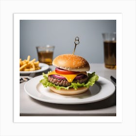 Hamburger On A Plate 55 Art Print