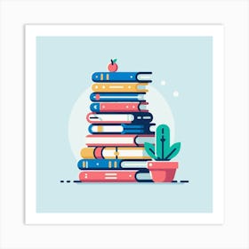 Books Design Collection Cartoon Reading Book Book Collection (4) Art Print