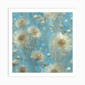 Klimts Would Love These Flowers Light Blue 9 Art Print