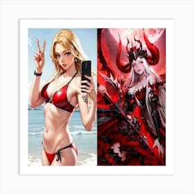 Demon Girl In Bikini Art Print