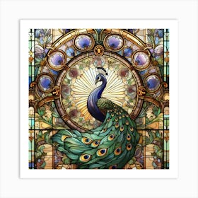 Peacock Stained Glass 8 Art Print