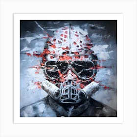 The meltdown. Man in a gas mask. Art Print