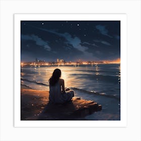 Night At The Beach Art Print