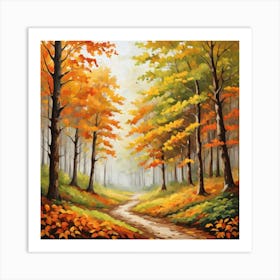 Forest In Autumn In Minimalist Style Square Composition 56 Art Print