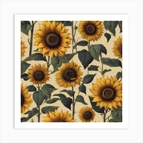 Default Default Retro Vintage Sunflower For Defferent Seasons 3 (1) Art Print