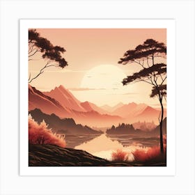 Landscape With Trees Art Print