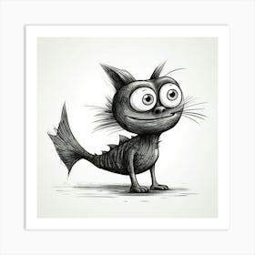 Cartoon Cat Drawing Art Print