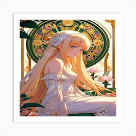 Girl With Long Blonde Hair Art Print