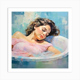 Woman Sleeping In A Bathtub Art Print