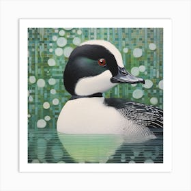 Ohara Koson Inspired Bird Painting Bufflehead 2 Square Art Print