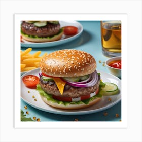 Hamburger And Fries 21 Art Print