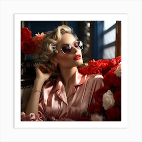 Blond Woman In Sunglasses Art Print